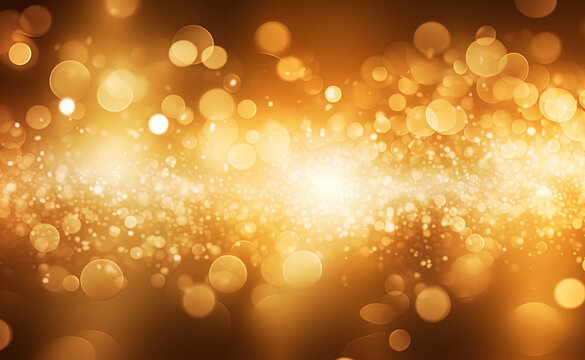 Gold glitters background. shimmering blur spot lights Bokeh Shiny gold light background texture