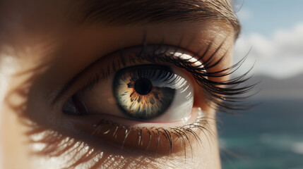 A Close-up Shot of a Person's Eye Slowly Opening, generative AI