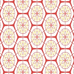 Geometric flower Red stripe Embroidery pattern Geometric pattern Make a leather background Printed on fabric