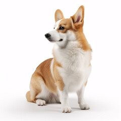 Naklejka na ściany i meble Pembroke Welsh Corgi breed dog isolated on white background