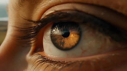 Naklejka premium A Close-up Shot of a Person's Eye Slowly Opening, generative AI