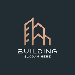 A letter and building logo. luxury logo. logo architect. line logo. suitable for your company.