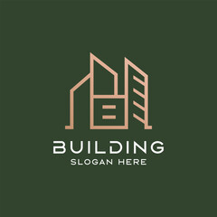 B letter and building logo. luxury logo. logo architect. line logo. suitable for your company.