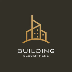 B letter and building logo. luxury logo. logo architect. line logo. suitable for your company.