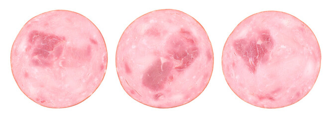Sliced ham, transparent background, close up