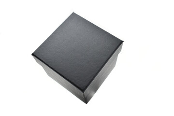 black paper box on white background, packaging industry