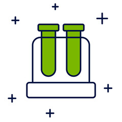 Filled outline Test tube and flask chemical laboratory test icon isolated on white background. Laboratory glassware sign. Vector