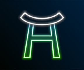Glowing neon line Japan Gate icon isolated on black background. Torii gate sign. Japanese traditional classic gate symbol. Colorful outline concept. Vector
