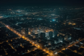 Fototapeta na wymiar top view of city street, drone photo, AI