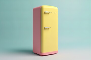 Colorful fridge 3d render illustration on white background
