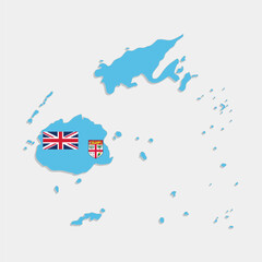 fiji map with flag on gray background