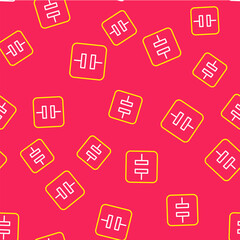 Line Electrolytic capacitor icon isolated seamless pattern on red background. Vector