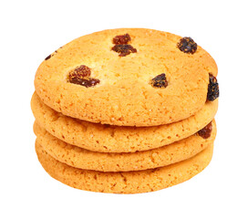 Round cookies with raisins, transparent background