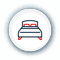Line Big bed for two or one person icon isolated on white background. Colorful outline concept. Vector