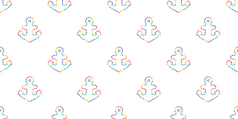 Anchor seamless pattern rainbow colorful lgbt pride month vector doodle boat helm pirate maritime Nautical sea ocean gift wrapping paper tile background repeat wallpaper illustration scarf isolated