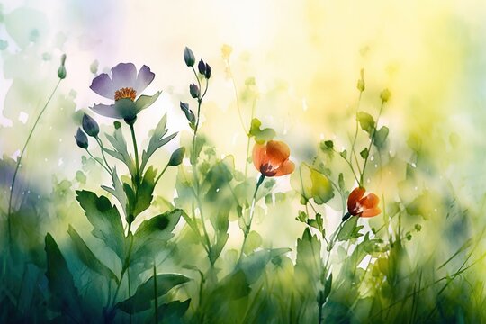 flower background, watercolor - Ai
