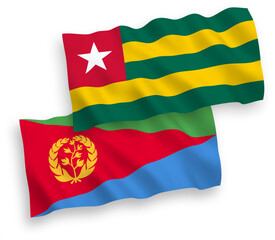 Flags of Togolese Republic and Eritrea on a white background