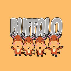 buffalo vector illustration for baby t-shirt design