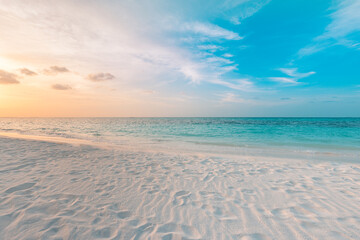 Peaceful closeup beach. Tranquil nature landscape. Inspire tropical coast seascape wave horizon....