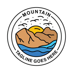 Mountain Monoline Logo Vector Vintage illustration Emblem Design badge illustration Symbol Icon