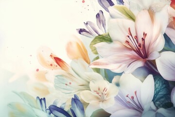Fototapeta premium flower background, watercolor - Ai