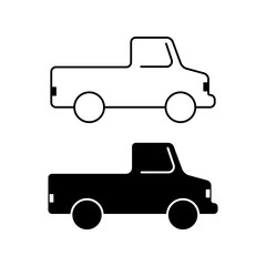 Pickup truck icon vector illustration. Flat vector illustration of pickup truck icon. Pickup car symbol for web design, templates, infographics, and more