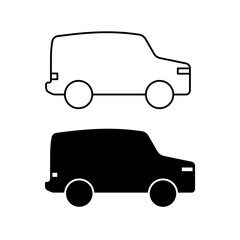 SUV car icon vector. White and black SUV car illustrations isolated on white background for graphic and web design.