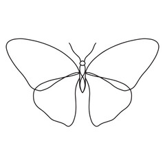 Simple hand drawn one line butterfly. Minimalistic tattoo of single line butterfly.