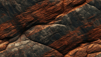 Seamless ore texture background with crystals, shale and stone in dark colors. Generative AI