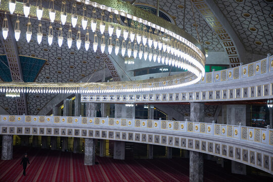 ARGUN, RUSSIA - NOVEMBER 04, 2022: Mosque Mother's Heart inside view
