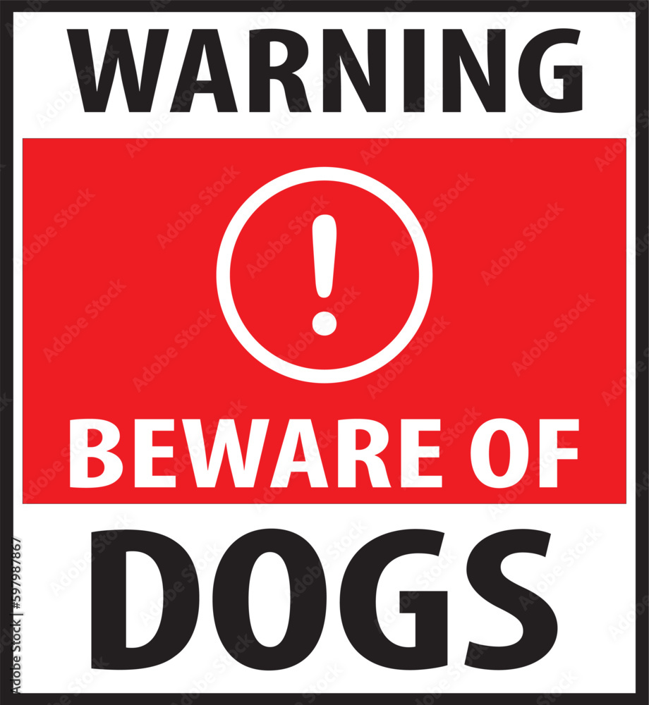 Sticker Beware of dogs warning sign vector