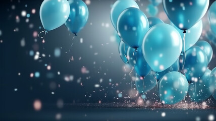 Blue balloons, party, celebrating, new years eve, wedding, baby shower, its a boy, gender reveal party, Generative AI