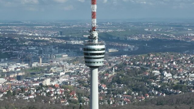 A closer look at the Stuttgart TV tower, revealing its intricate lattice structure and the stunning views it offers from its observation deck.