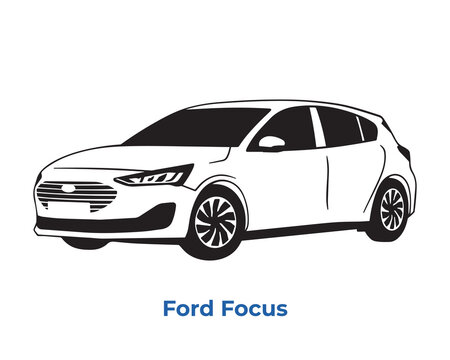 Vector silhouettes, icons of Ford brand cars