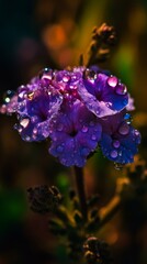 Dewy Purple Statice Flower in Soft Cinematic Light. Generative AI.