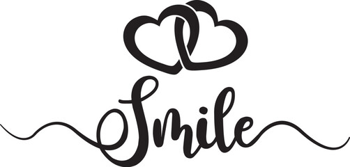 smile text with beautiful heart eps vector file Ai and PNG file jpeg 