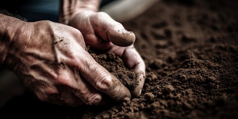 Hands working in the dirt, generative ai