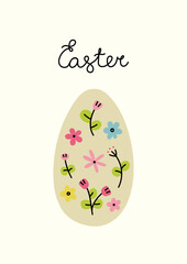 Easter poster. Decorated Easter egg. Vector flat illustration.