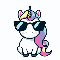 Cool unicorn with sunglasses rainbow logo vector art © Daniel