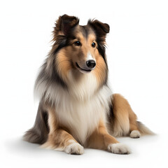 Collie breed dog isolated on white background