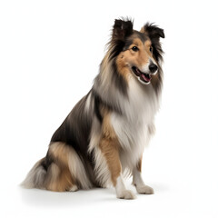Collie breed dog isolated on white background