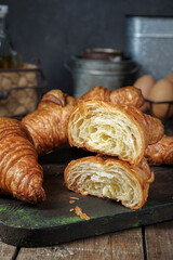 croissant on a wooden table
