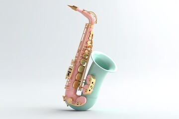 Naklejka premium Colorful Saxophone Music Instrument Isolated. 3D rendering illustration on isolated background