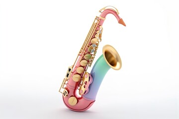 Colorful Saxophone Music Instrument Isolated. 3D rendering illustration on isolated background