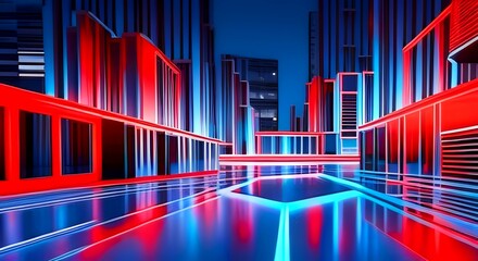 Impressive 3D Neon Urban City Building