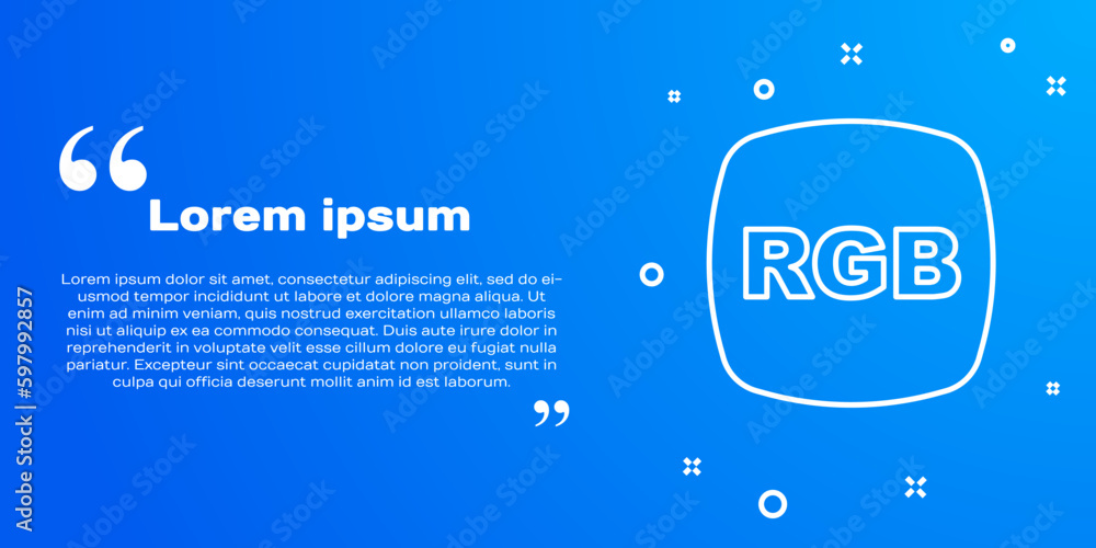 Poster white line speech bubble with rgb and cmyk color mixing icon isolated on blue background. vector