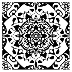 Flower clipart vector design black and white