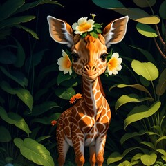 Forest Friend, Cute and Cuddly Creature in their Natural Habitat, giraffe