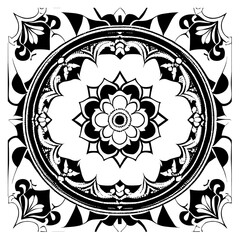 Flower clipart vector design black and white