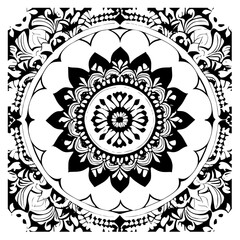 Flower clipart vector design black and white